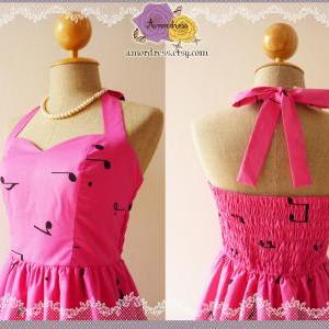 Music Lover Dress Music Dress Pink Retro Party..