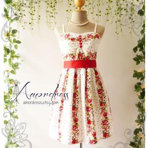 My Victorian Dress Vintage Inspired Red Rose Dress..