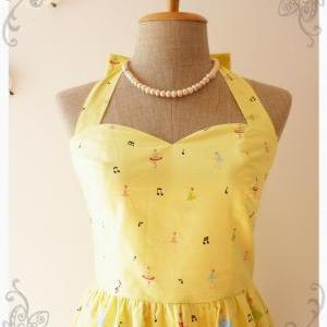 Music Lover Yellow Dress Piano Dress Retro Party..