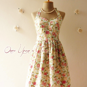 Vintage Inspired Dress Romantic Blu..