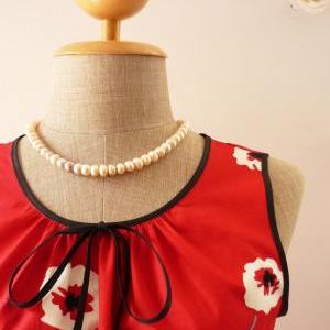 Red Floral Dress Tea Dress Vintage Inspired Dress..