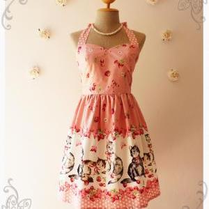 Vintage Inspired Dress Tea Dress Pretty Pink..