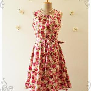 Darling Tea Dress : Floral Dress Sleeveless Dress..