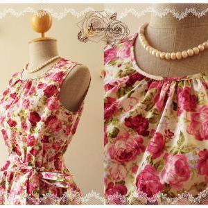 Darling Tea Dress : Floral Dress Sleeveless Dress..