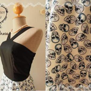 HALLOWEEN DRESS : black skull dress..