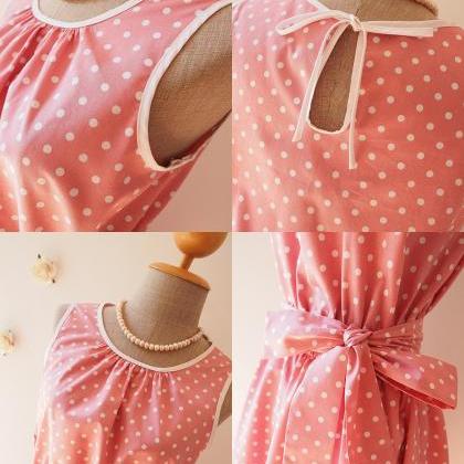 Pink Dress Pink Polka Dot Swing Dress Vintage..