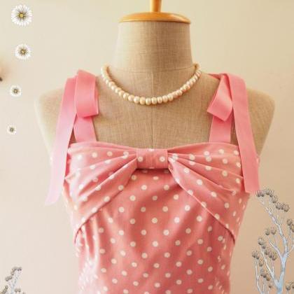 Candy Party Pink Summer Dress Polka Dot Retro..