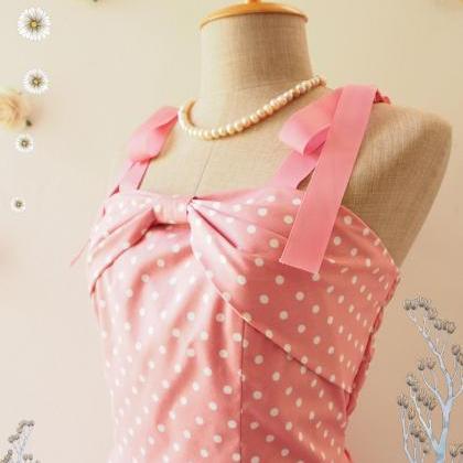 Candy Party Pink Summer Dress Polka Dot Retro..
