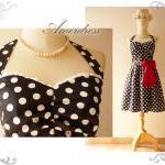 Black White Dot Party Dress Size S // Garden Dress..
