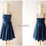 Midnight Blue Party Dress.. Elegant Vintage..