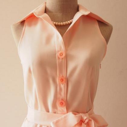 Light Peach Bridesmaid Dress, Peach Summer Dress,..