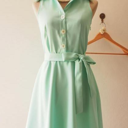 Mint Green Bridesmaid Dress,skater Dress, Casual..
