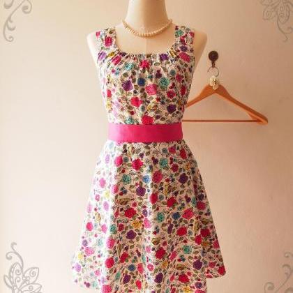 Floral Dress, Floral Skater Dress, Swing Skirt..