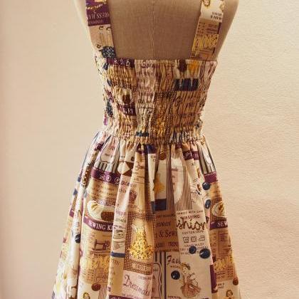 Purple Yellow Summer Dress, Vintage Retro Dress,..