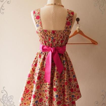 Floral Dress, Brown Floral Skater Dress, Swing..