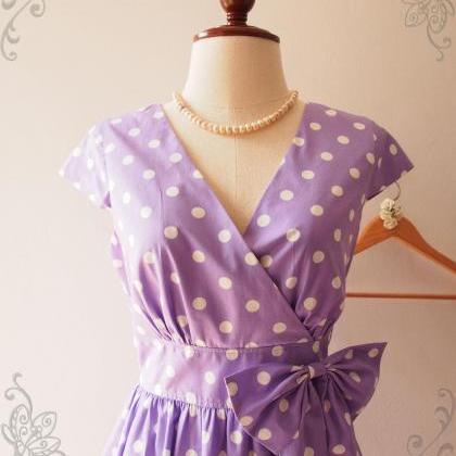 Summer Purple Polka Dot Dress Bridesmaid..