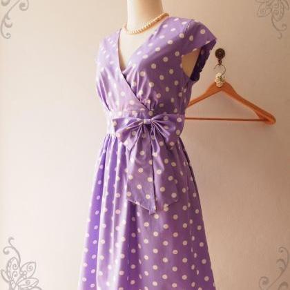Summer Purple Polka Dot Dress Bride..