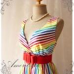 Rainbow Spectrum - Colorful Summer Dress Indigo..