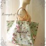 Floral Tote Bag Printed Canvas Bag Genuine Leather..
