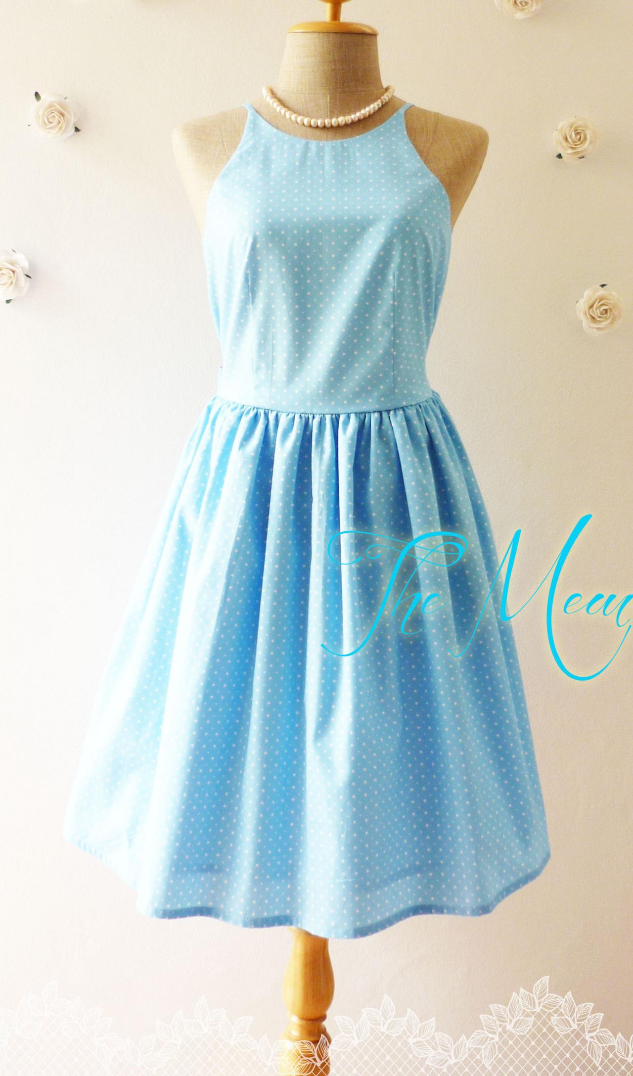 Blue Party Dress Blue Dress Vintage Inspired Dress Summer Dress ...