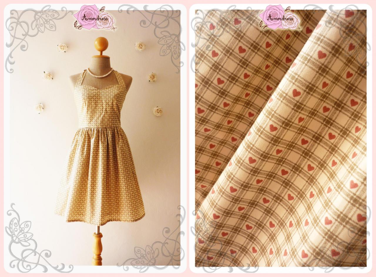 Valentine Dress Heart Dress Vintage Style Dress Bridal Bridesmaid Dress Summer Dress Cotton Dress No.2 -size Xs, S, M, L,xl