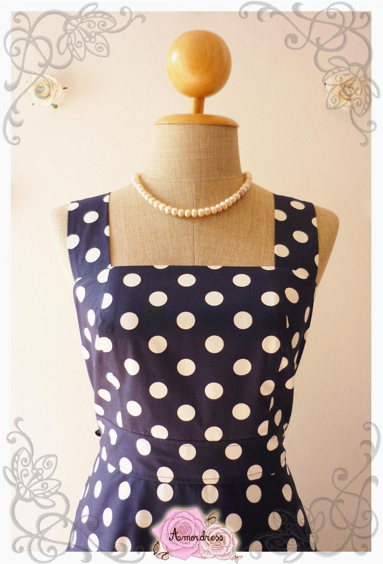 Navy Dress Vintage Inspired Dress Vintage Style Bridesmaid Dress Party ...