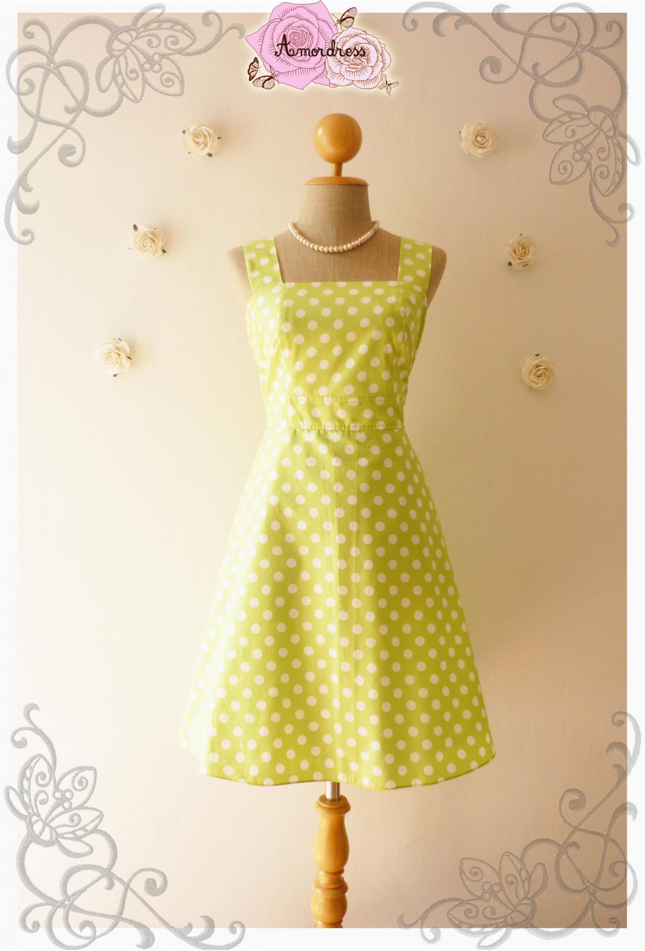 Lime Green Summer Dress Bridesmaid Dress Vintage Style Dress-size Xs,s ...