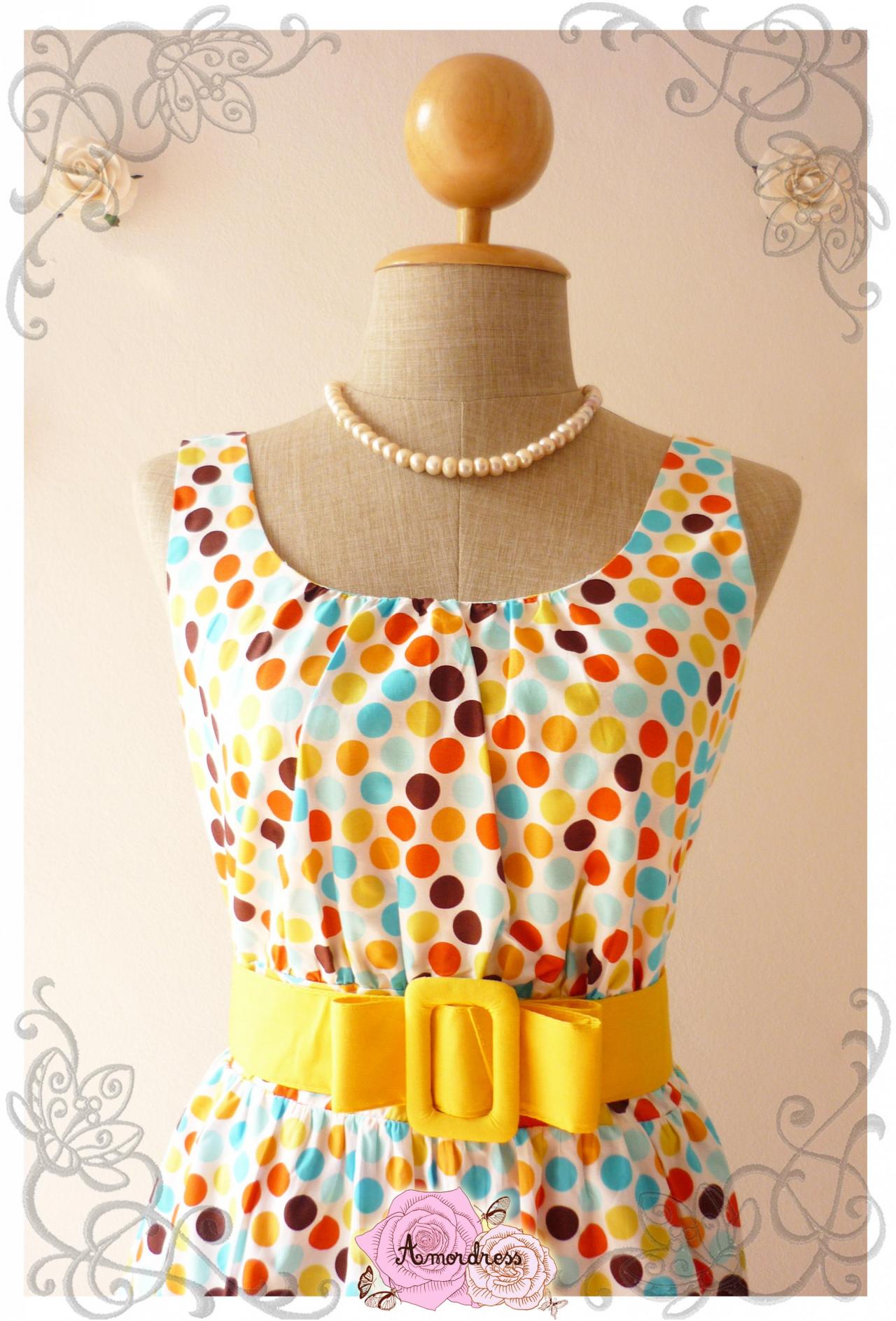 Cool Summer Dress Polka Dot Beach Party Dress -size Small-medium on Luulla