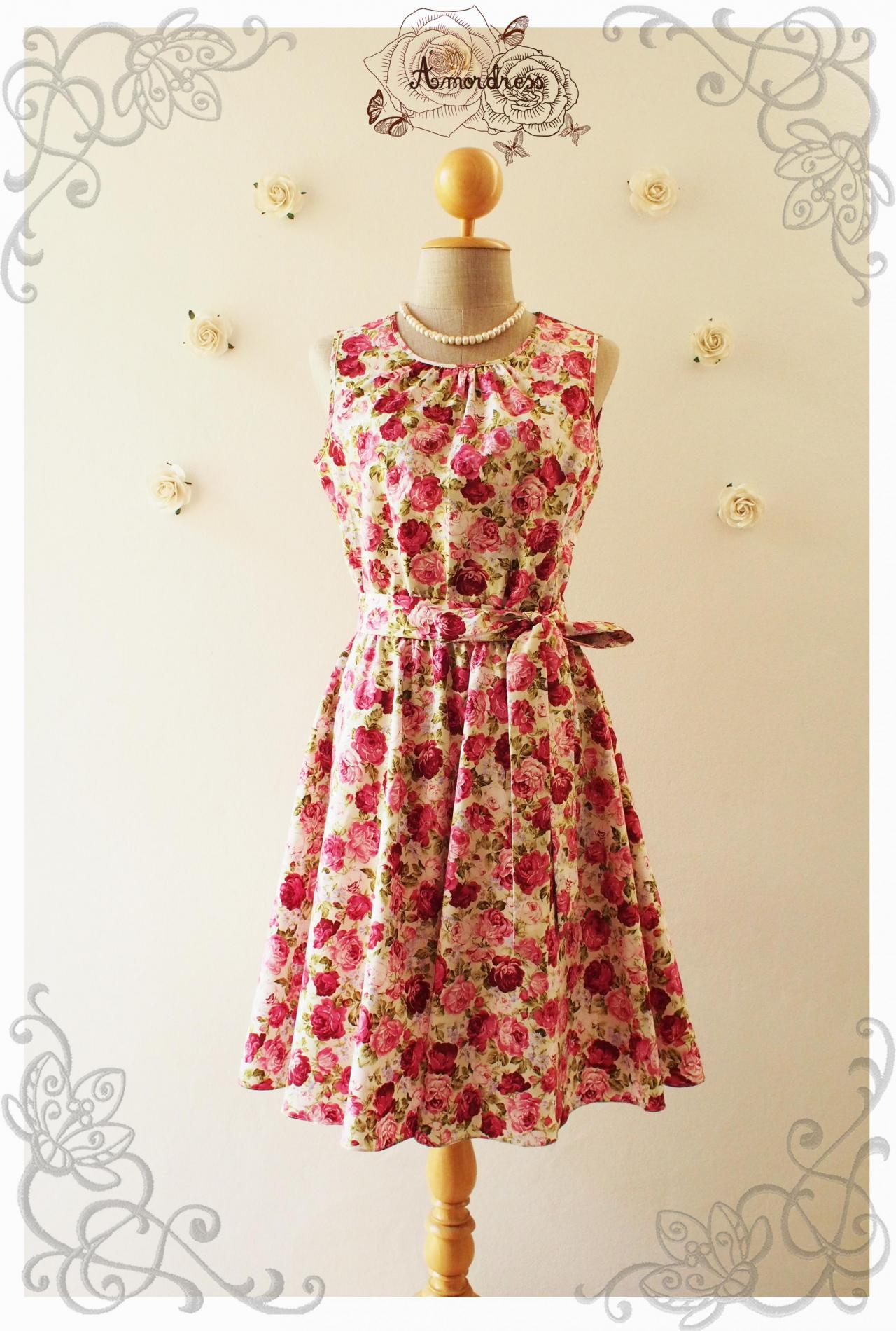Darling Tea Dress : Floral Dress Sleeveless Dress Woodland Dress Floral Prom Dress Party Dress Floral Bridesmaid Dress- Size Xs-xl, Custom
