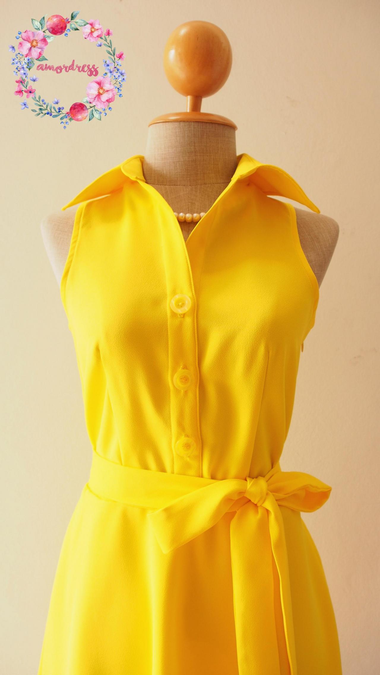 Yellow Bridesmaid Dress, Bright Sunshine Yellow Dress,Yellow Summer ...