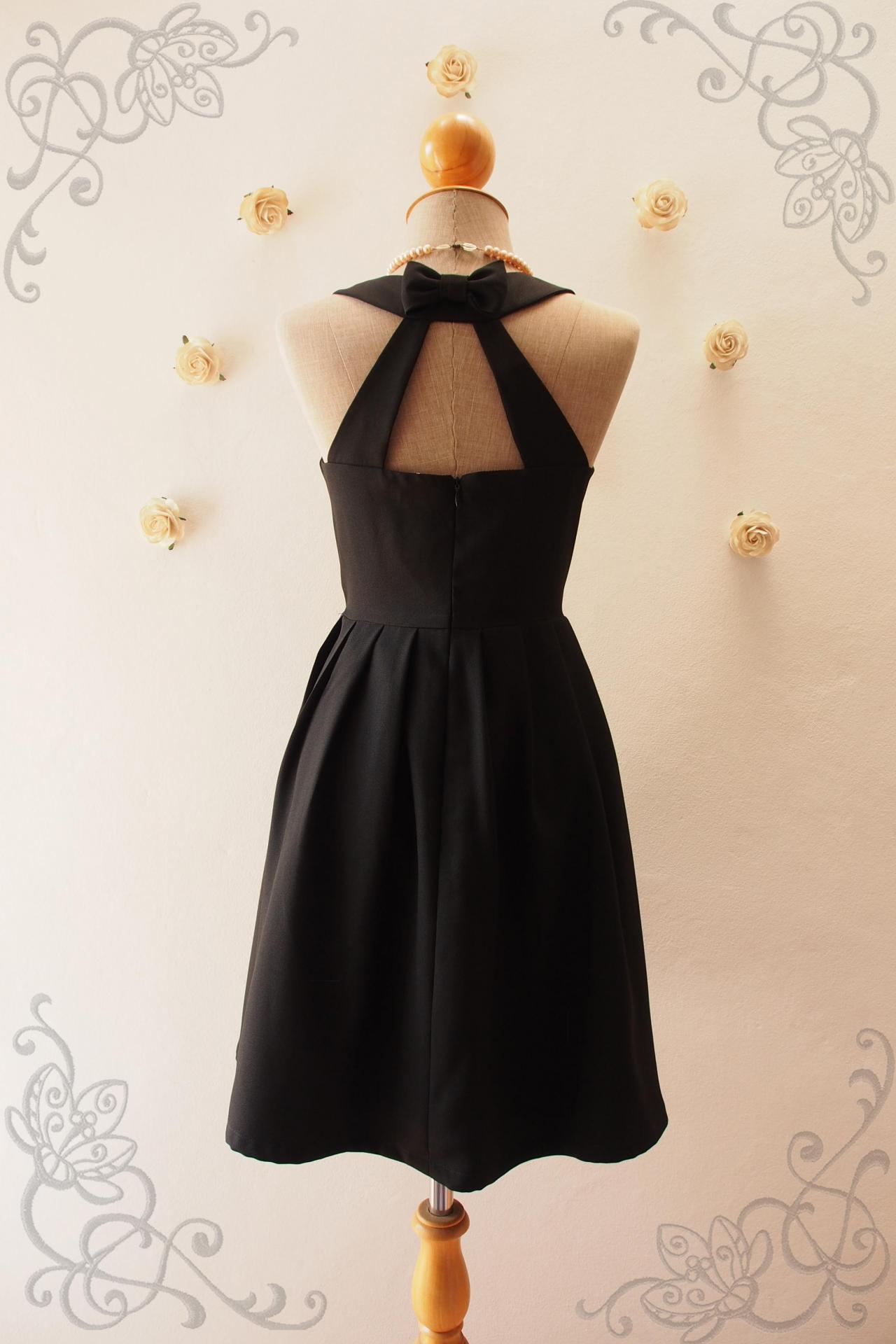 Love Potion - Black Backless Dress, Black Prom Dress, Black Cocktail Dress, Black Bridesmaid Dress, Black Dress, Blue Party Dress, Vintage