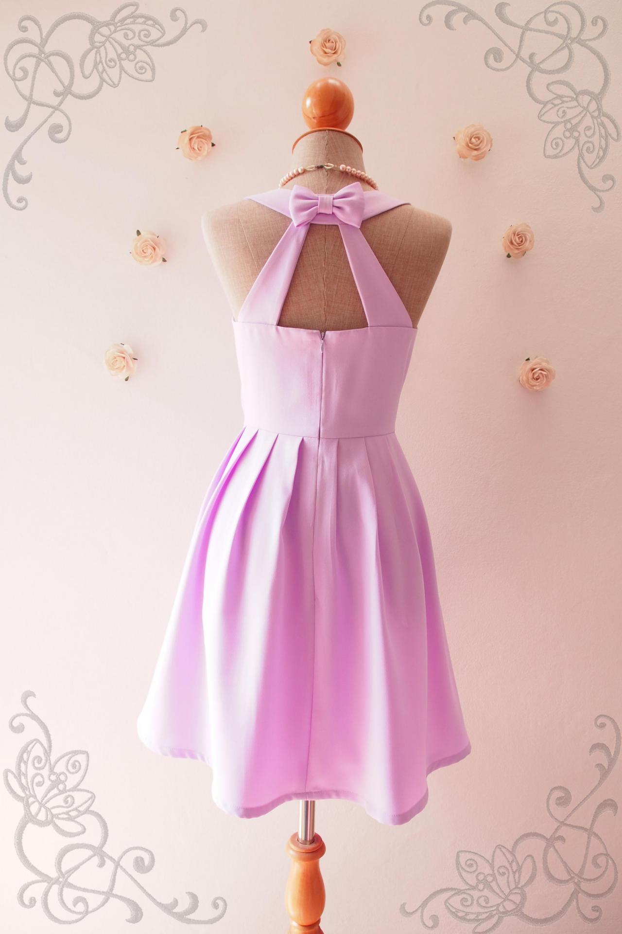 Love Potion - Lavender Bridesmaid Dress, Backless Dress,purple Dress,lilac Graduation Dress, Lilac Sundress, Purple Summer Dress, Skater Dress,