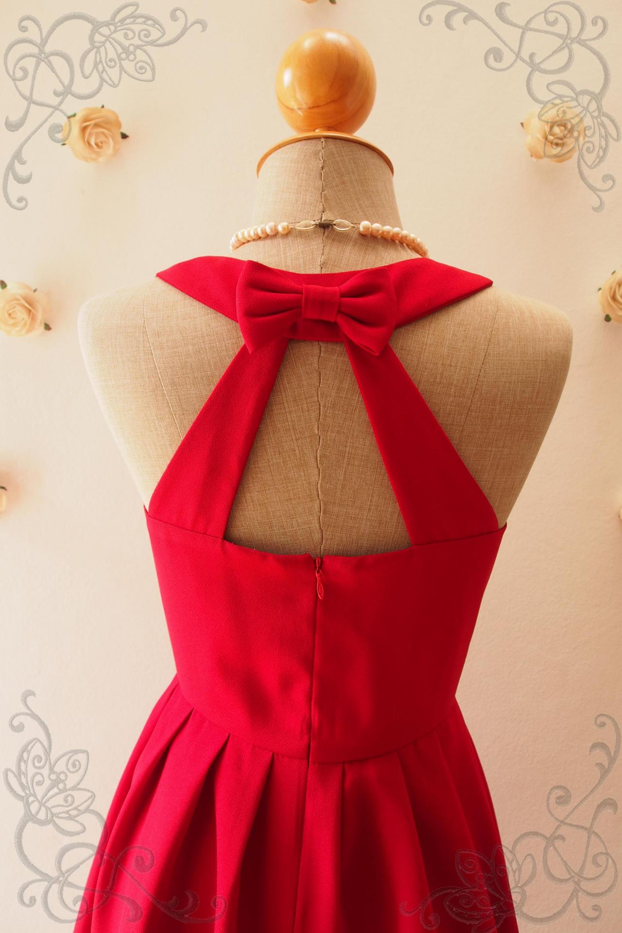 Love Potion - Red Bridesmaid Dress, Red Backless Dress,red Dress,graduation Dress, Red Sundress, Red Summer Dress, Skater Dress, Midi Dress,