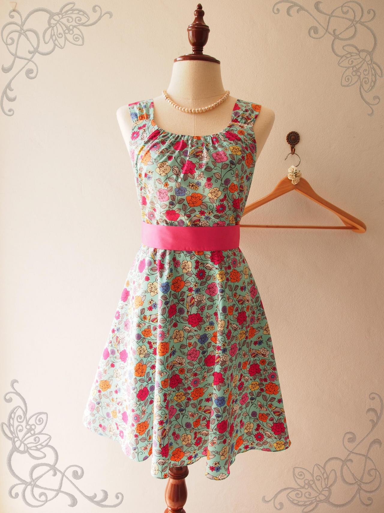 FLORAL DRESS, Floral Skater Dress, Swing Skirt Dress, Floral Bridesmaid ...