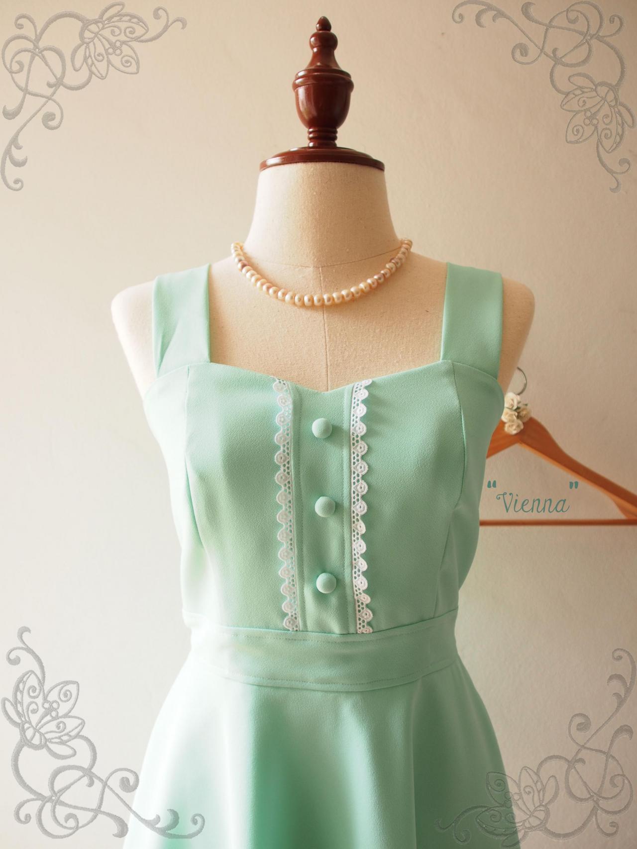 Mint Green Bridesmaid Dress, Mint Green Skater Dress, Mint Green Party Cocktail Dress, Vintage Inspired - Vienna -xs-xl