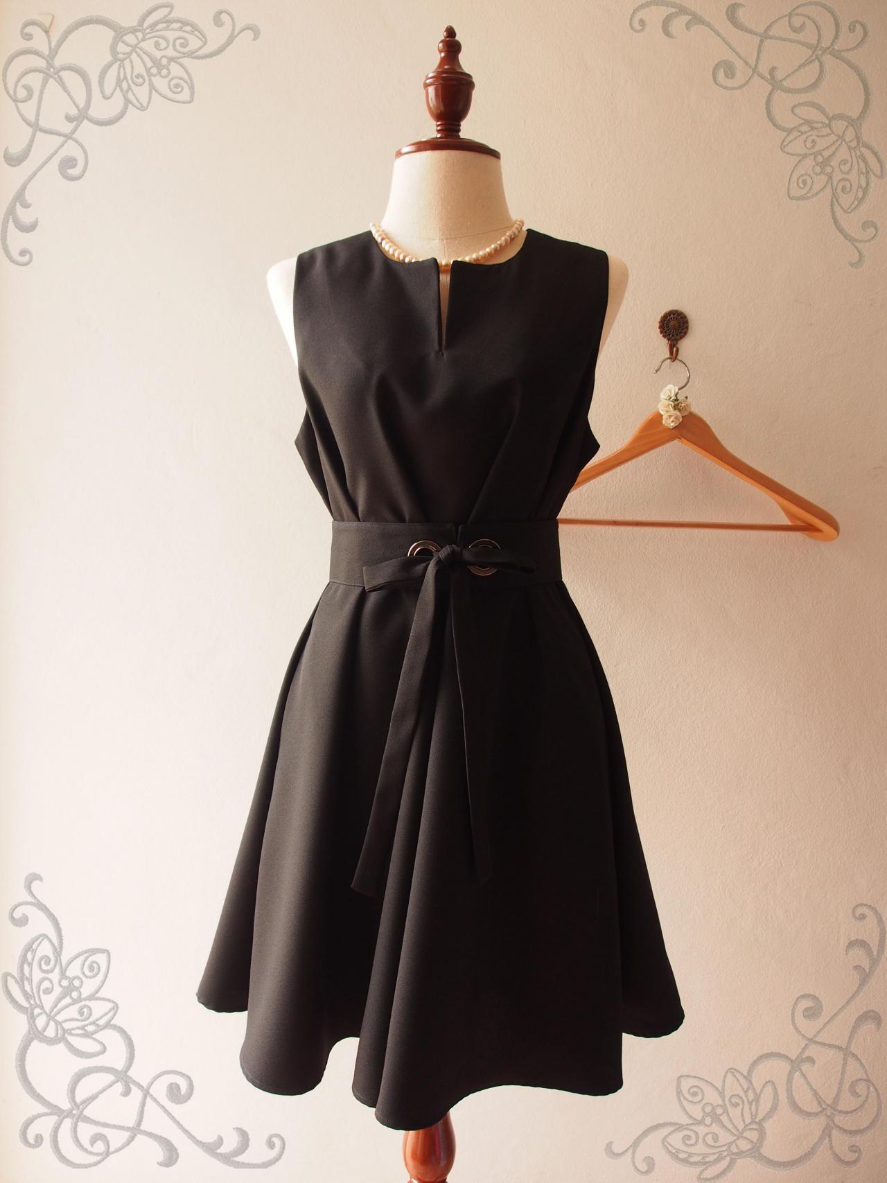 Little Black Dress, Black Vintage Inspired Classic Dress, Black Party Dress Long Dress Pockets Dress - One Fine Day - Xs-xl