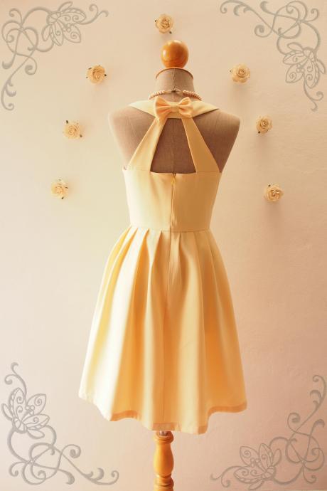 Love Potion - Yellow Bridesmaid Dress, Backless Dress,pale Yellow Dress,yellow Graduation Dress, Yellow Sundress,summer Dress, Skater Dress, Midi