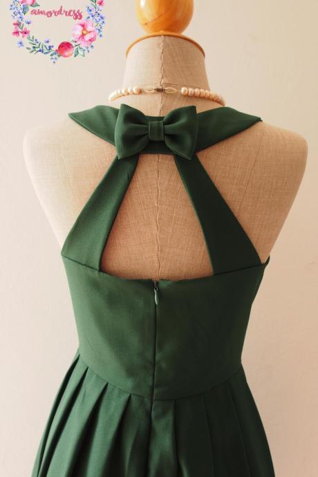Love Potion - Forest Green Bridesmaid Dress, Green Backless Dress,green Dress,yellow Graduation Dress, Green Sundress,summer Dress, Skater Dress,