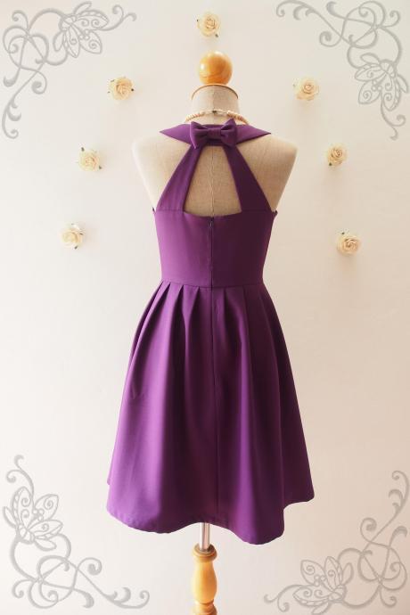 Love Potion - Eggplant Dress,purple Violet Bridesmaid Dress,purple Party Dress, Vintage Inspired, Audrey Hepburn Dress, Skater Dress, Mint Formal