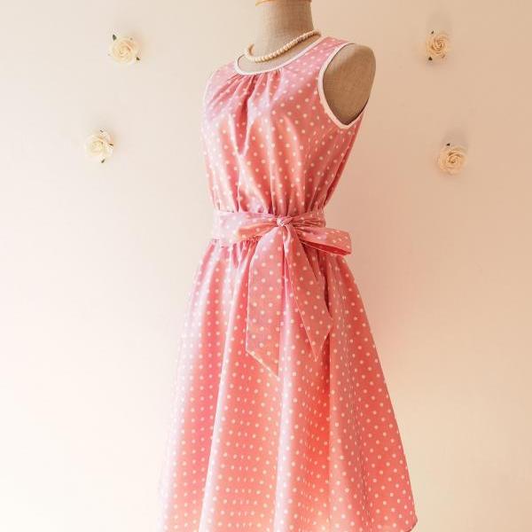 Pink Dress Pink Polka Dot Swing Dress Vintage Retro 50's Inspired Tea ...