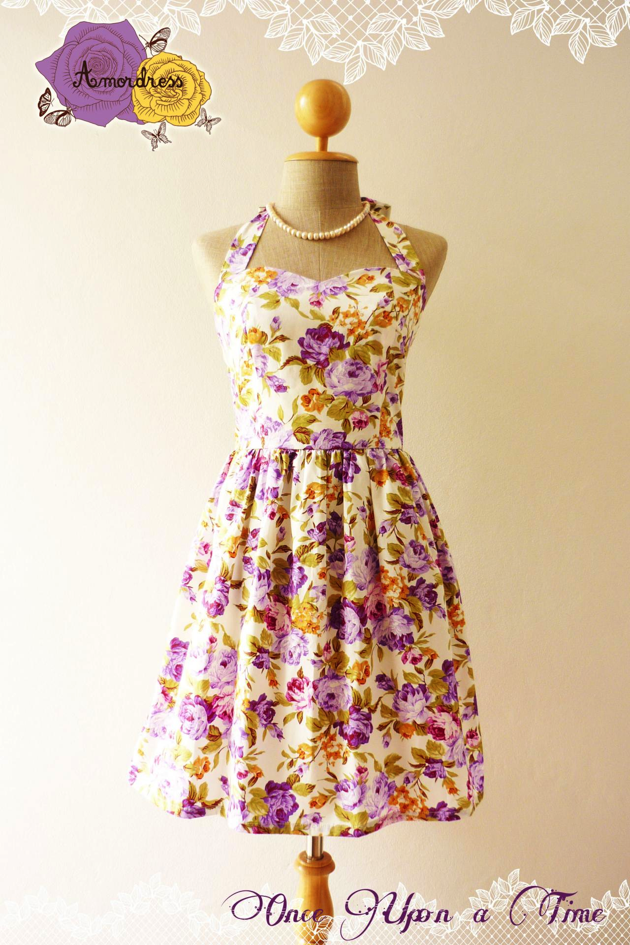 Floral Dress In Purple Once Upon A Time -Size XS, S, M, L, XL on Luulla