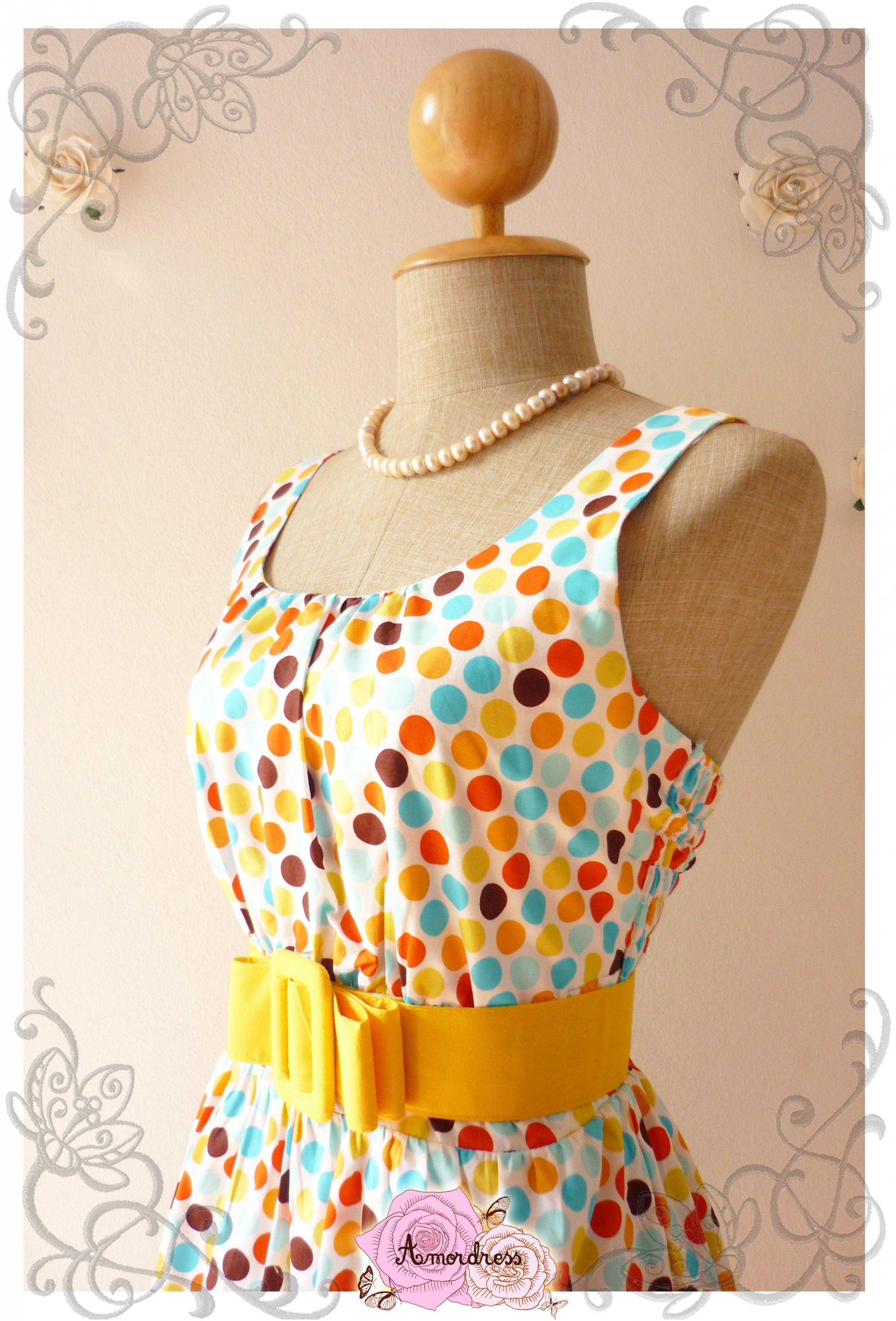 Cool Summer Dress Polka Dot Beach Party Dress -size Small-medium on Luulla