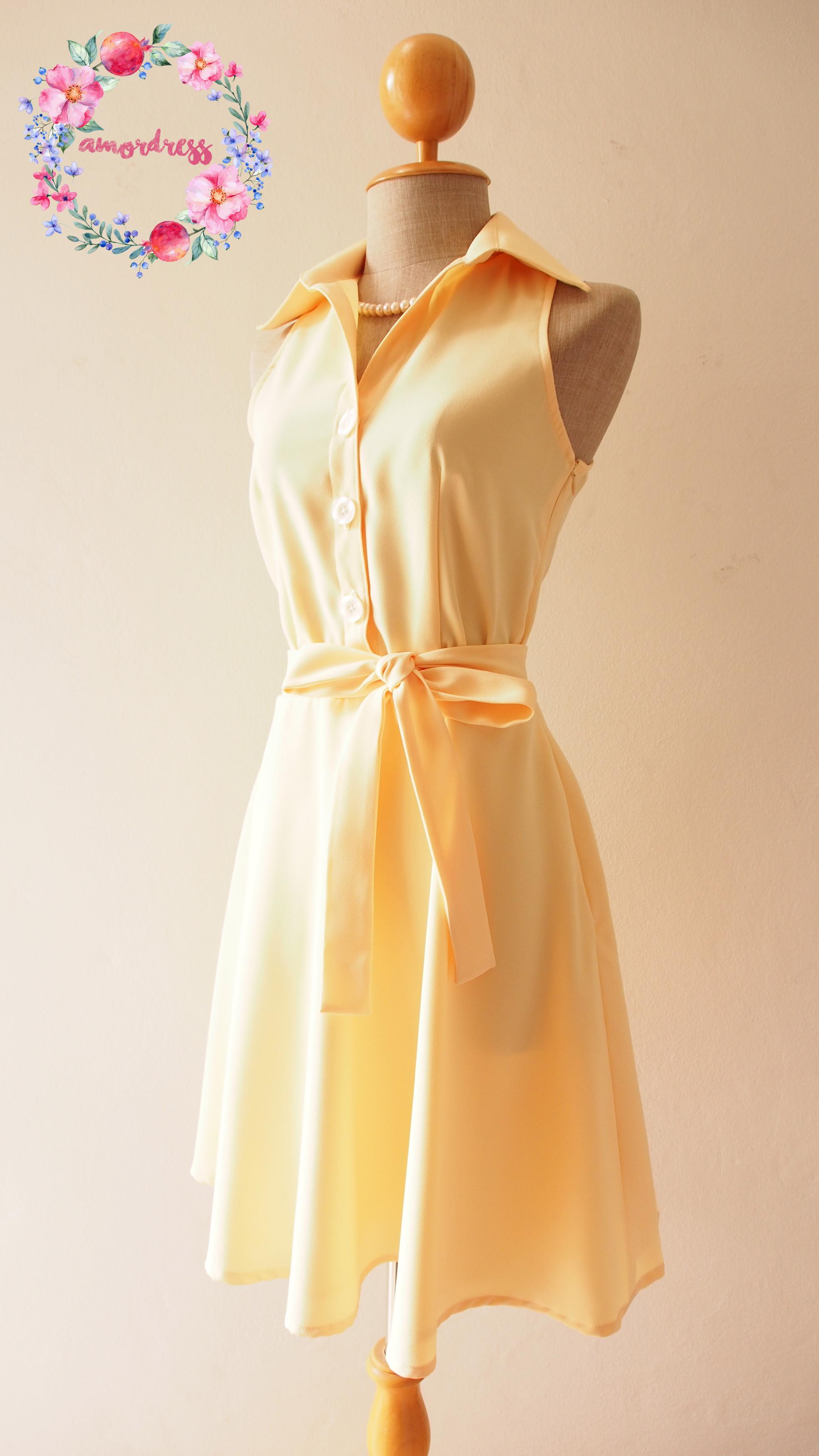 Pastel Yellow Dress,Yellow Bridesmaid Dress, Yellow Summer Dress ...